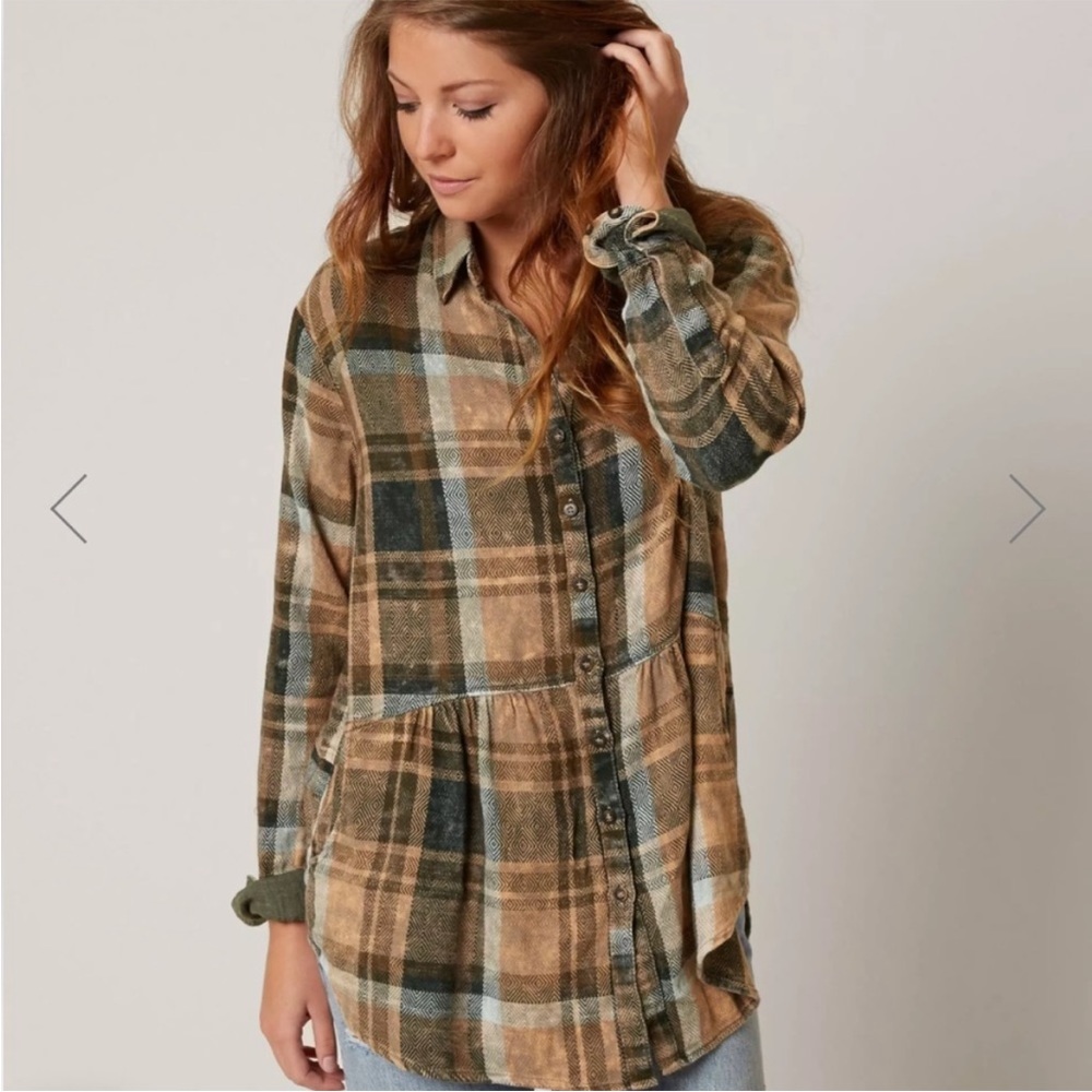 Free People peplum flannel button up